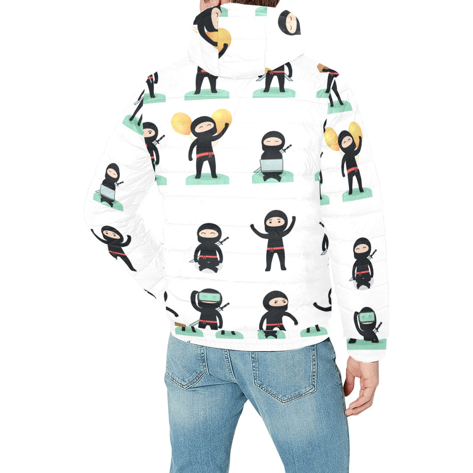 Cute ninja katana sword pattern Men's Padded Hooded Jacket