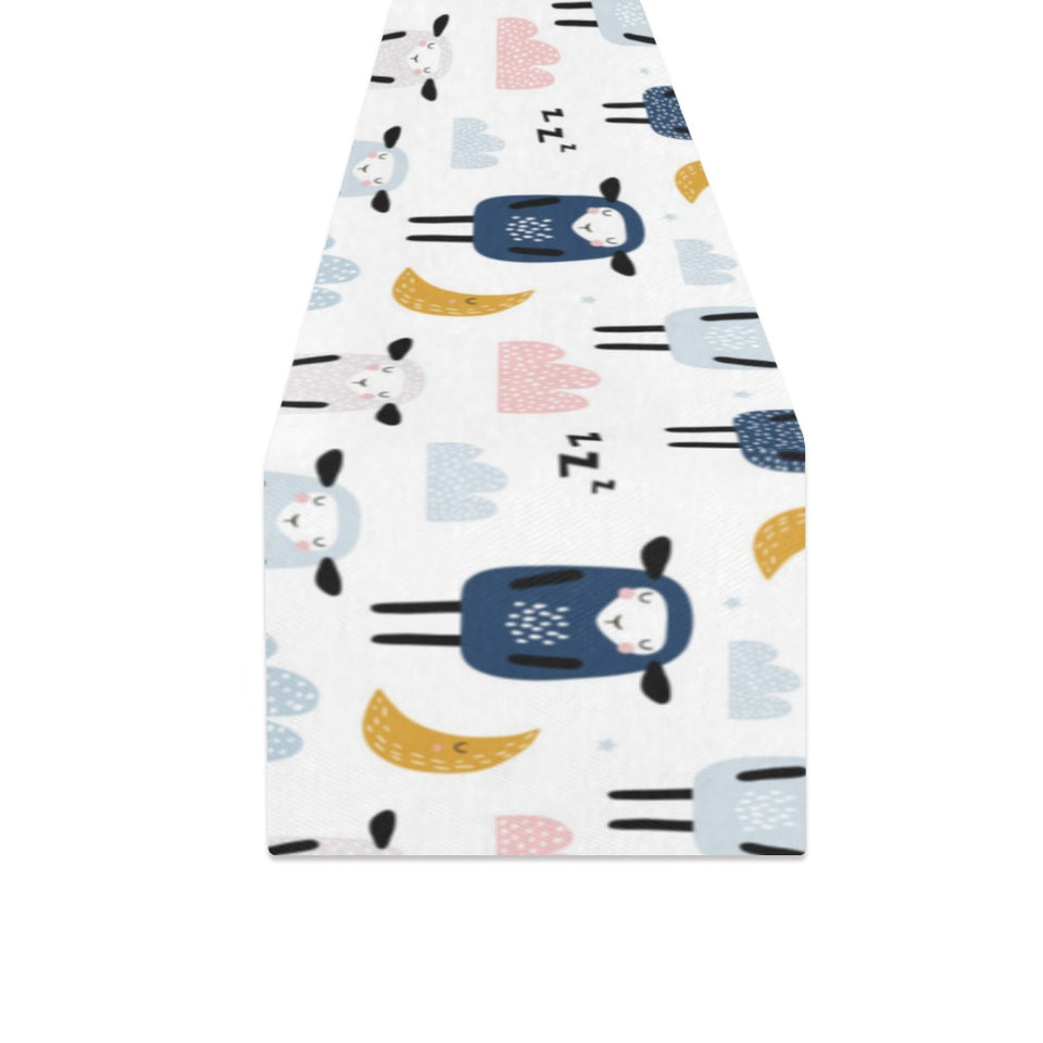 Cute sleeping sheep moon cloud pattern Table Runner