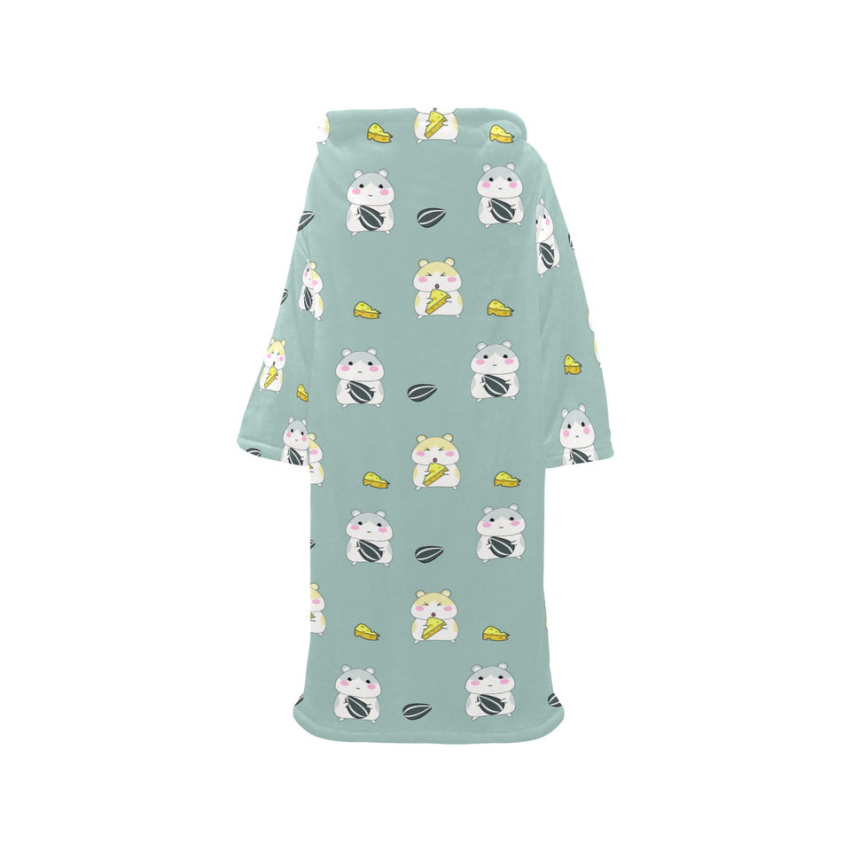 Cute hamster cheese pattern Blanket Robe with Sleeves