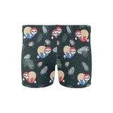 Cute sloths sleeping christmas ball santa hat patt Men's Swimming Trunks
