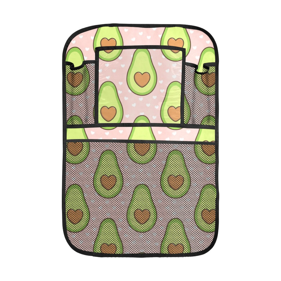 Avocado heart pink background Car Seat Back Organizer