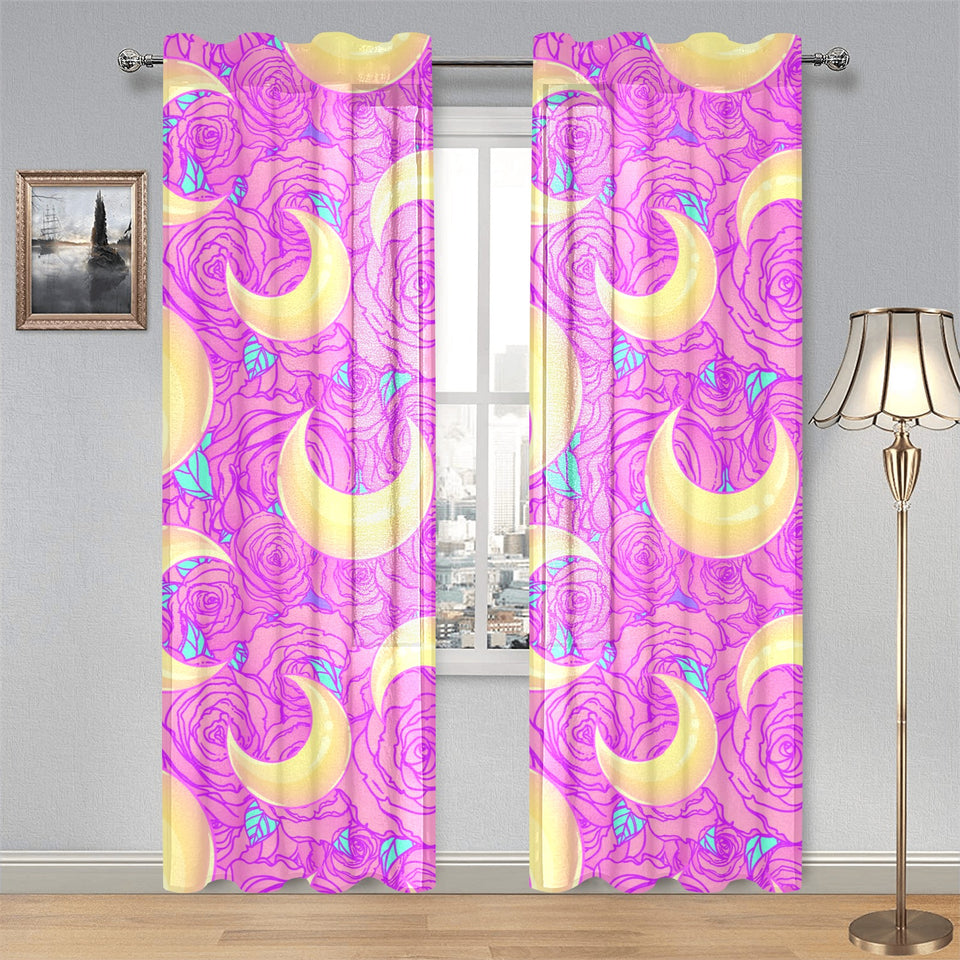 Moon pink rose background Gauze Curtain