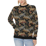 Chameleon lizard tropical leaves palm tree Women's Crew Neck Sweatshirt