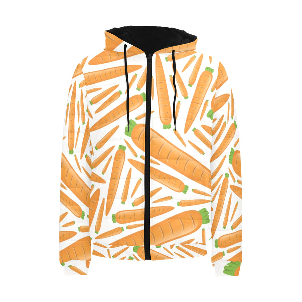 Carrot Pattern Print Design 02 Men's Padded Hooded Jacket