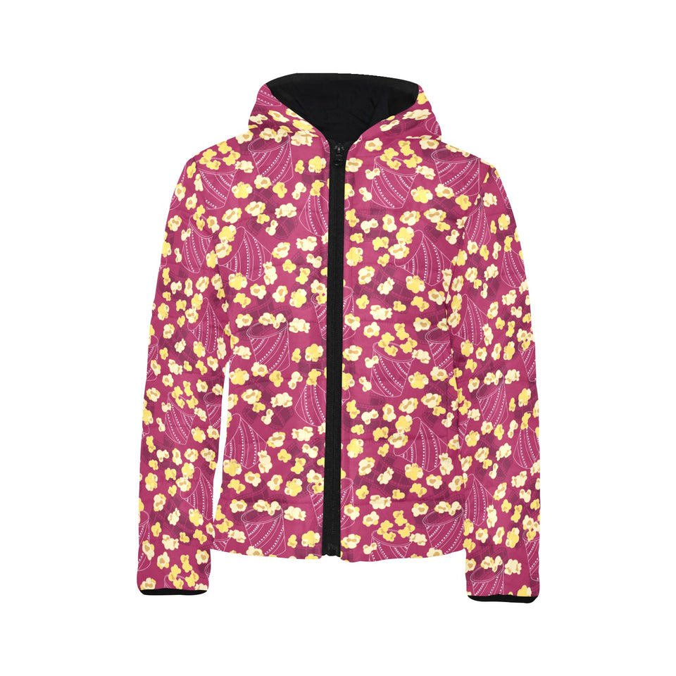 Popcorn Pattern Print Design 02 Kids' Boys' Girls' Padded Hooded Jacket