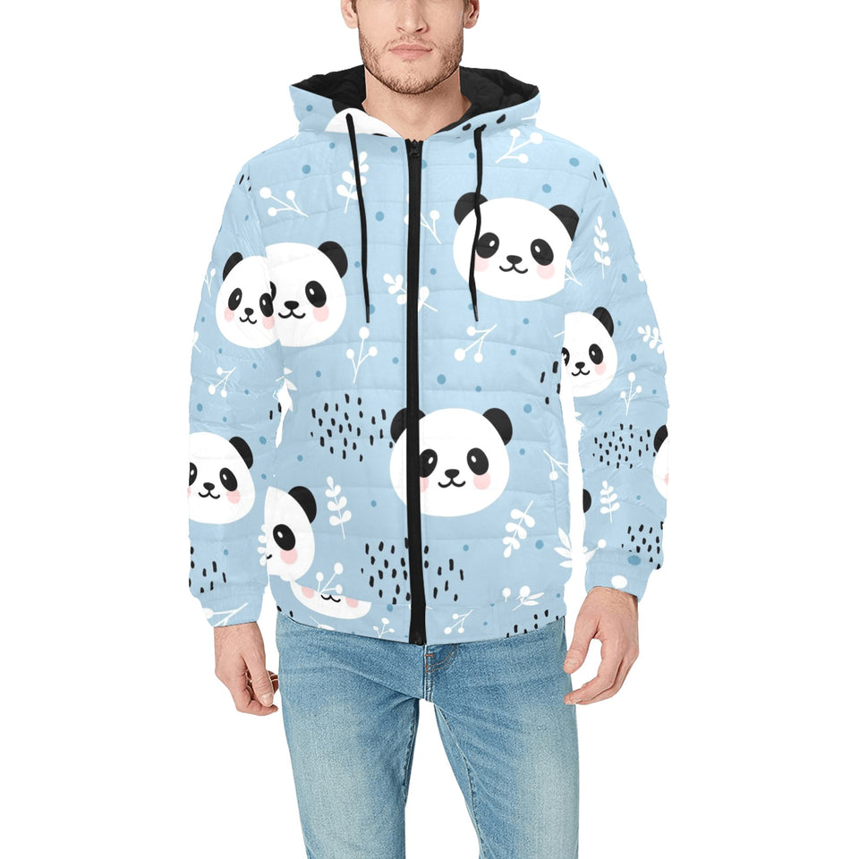 Cute panda pattern Men's Padded Hooded Jacket