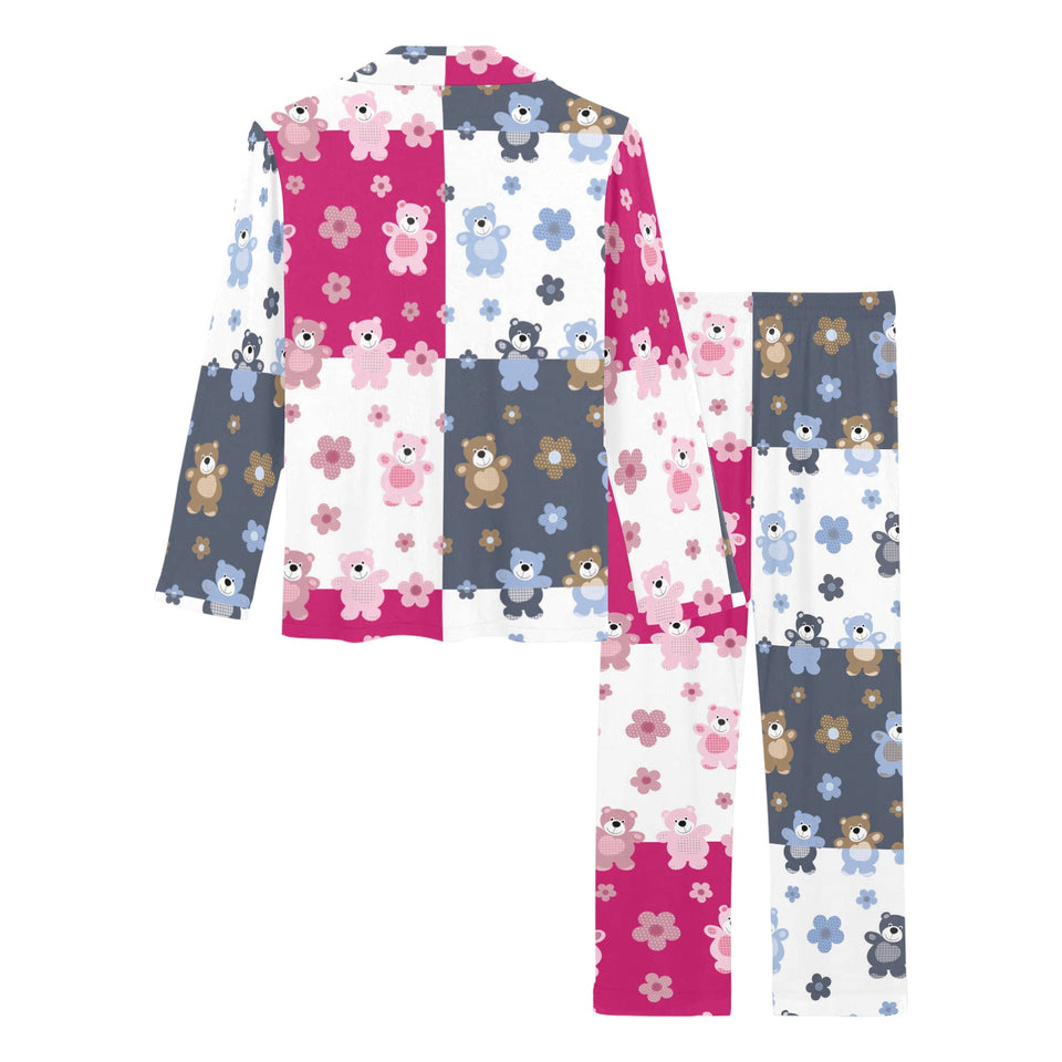 Teddy Bear Pattern Print Design 03 Women's Long Pajama Set