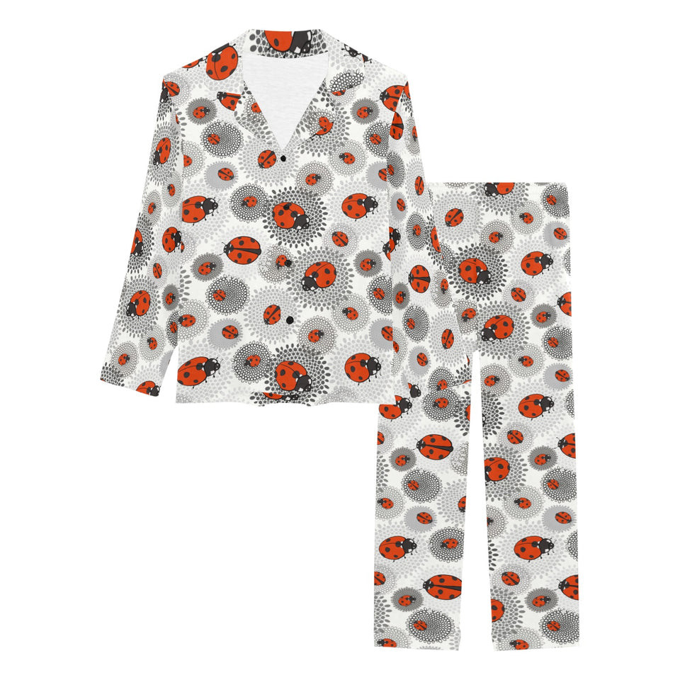Ladybug Pattern Print Design 05 Women's Long Pajama Set