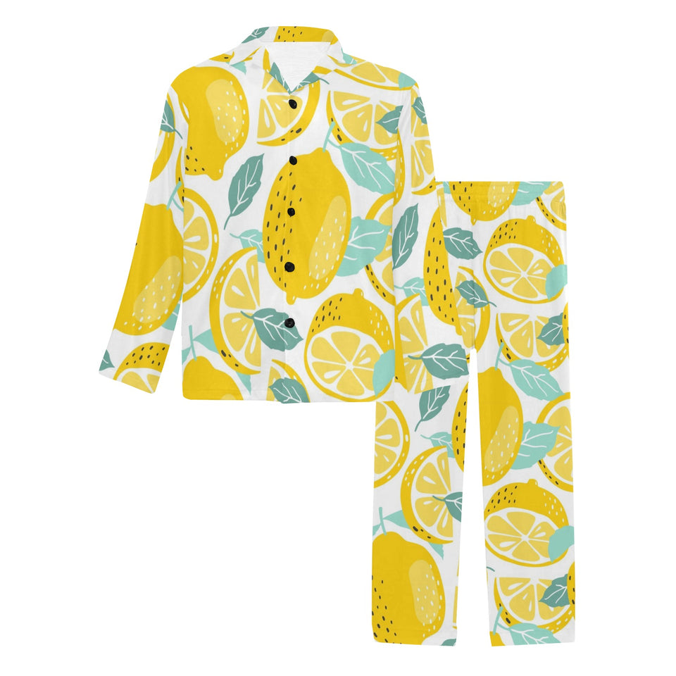 lemon design pattern Men's Long Pajama Set