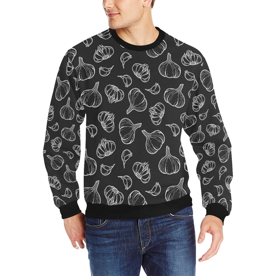 Garlic pattern black background Men's Crew Neck Sweatshirt
