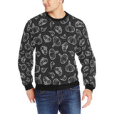 Garlic pattern black background Men's Crew Neck Sweatshirt