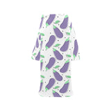 Eggplant Pattern Print Design 05 Blanket Robe with Sleeves
