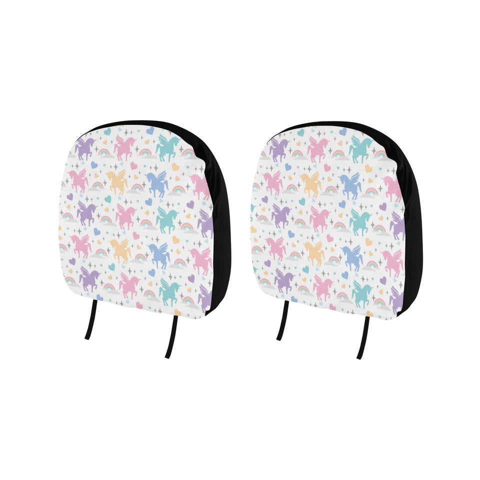 colorful unicorn rainbow heart pattern Car Headrest Cover