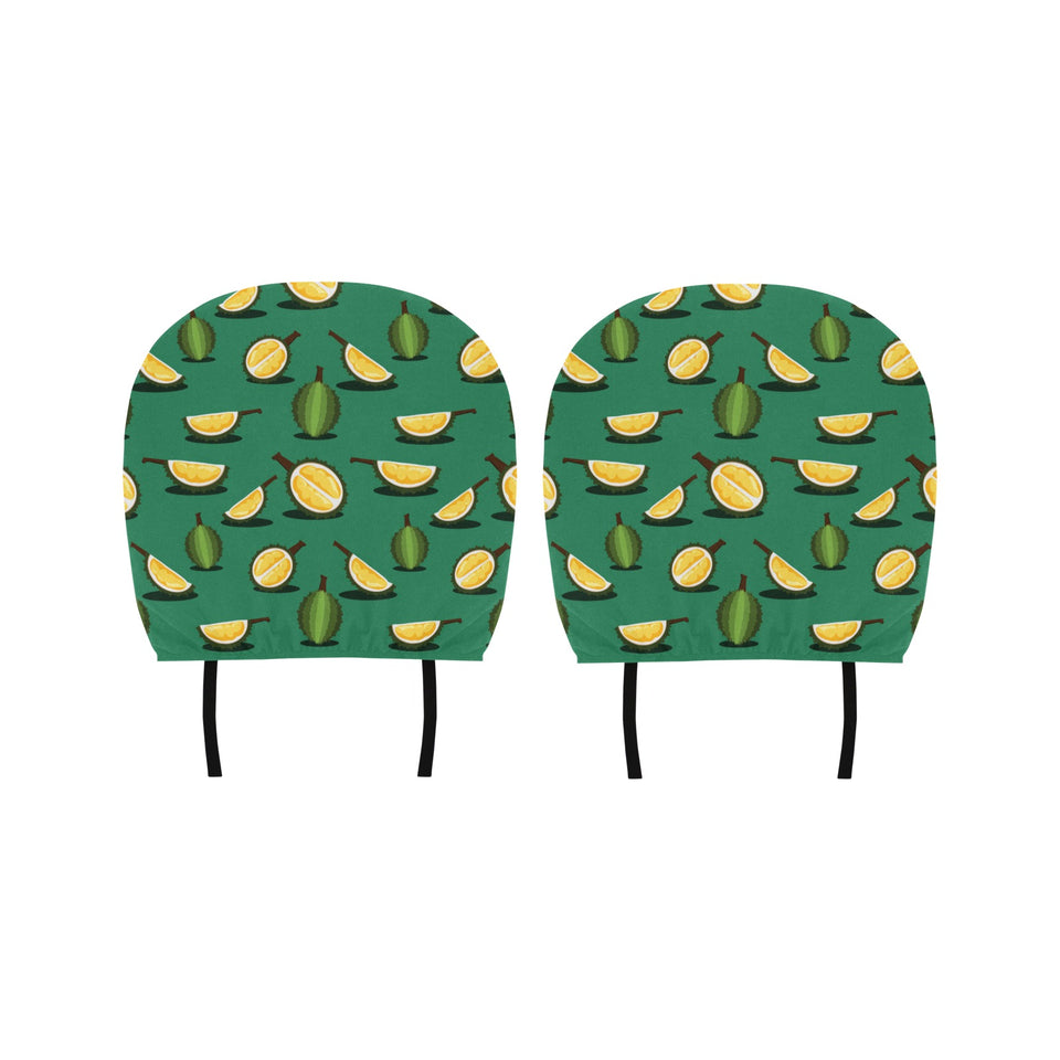 Durian pattern green background Car Headrest Cover