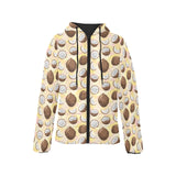 Coconut Pattern Print Design 05 Women's Padded Hooded Jacket