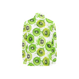Watercolor kiwi pattern Women's Long Sleeve Polo Shirt
