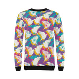 Colorful crow illustration pattern Women's Crew Neck Sweatshirt