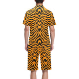 Bengal tigers skin print pattern Men's V-Neck Short Pajama Set