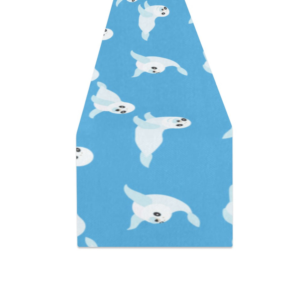 Cute sea lion seal pattern background Table Runner