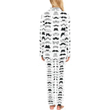 Mustache Beard Pattern Print Design 04 Women's Long Pajama Set