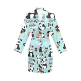 Cute baby panda pattern Women's Long Sleeve Belted Night Robe