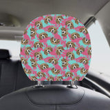 Beagle muzzles turquoise paint splashes pink patte Car Headrest Cover