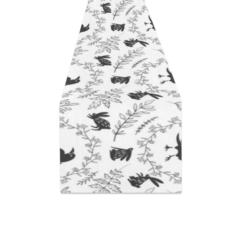 Crows floral wreath rabbit pattern Table Runner