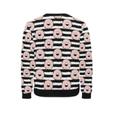 Donuts pink icing striped pattern Men's Crew Neck Sweatshirt