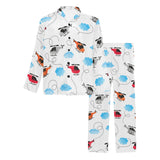 Watercolor helicopter cloud pattern Men's Long Pajama Set