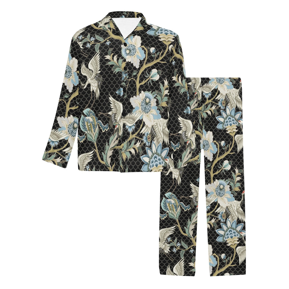 Japanese crane ornament elements Men's Long Pajama Set
