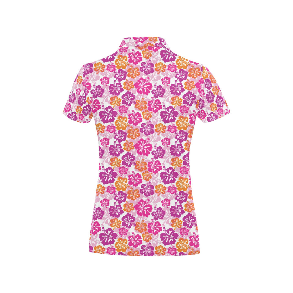 Hibiscus Pattern Print Design 01 Women's All Over Print Polo Shirt
