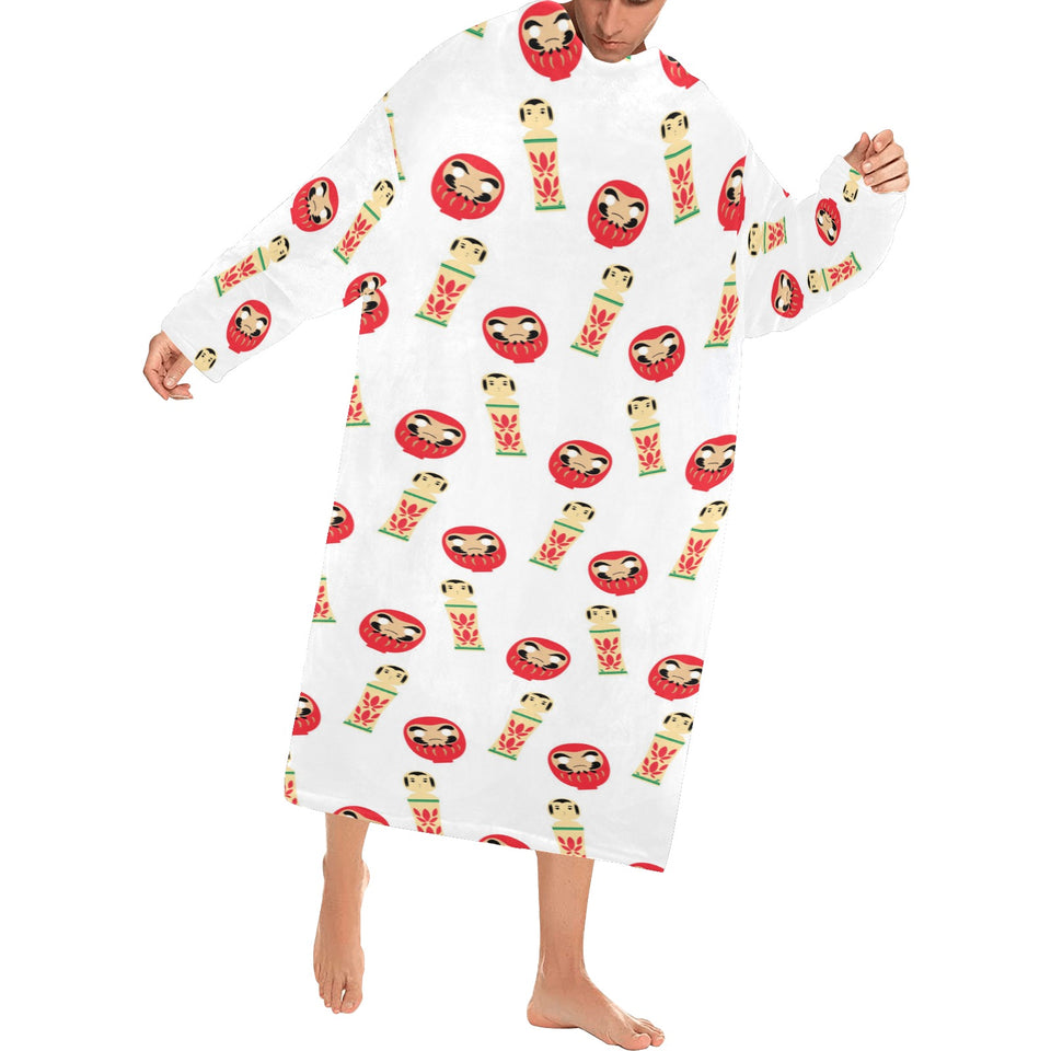 Daruma japanese wooden doll Blanket Robe with Sleeves