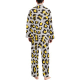 Gray Leopard print pattern Men's Long Pajama Set