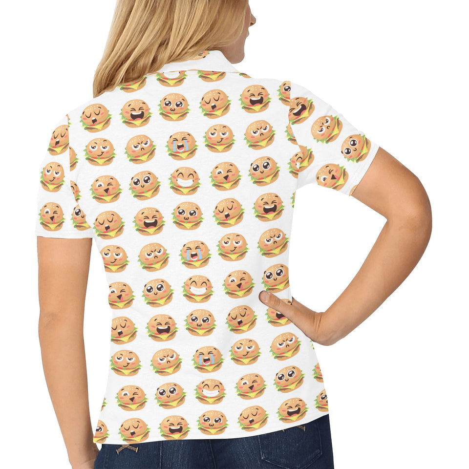 Hamburger Pattern Print Design 04 Women's All Over Print Polo Shirt