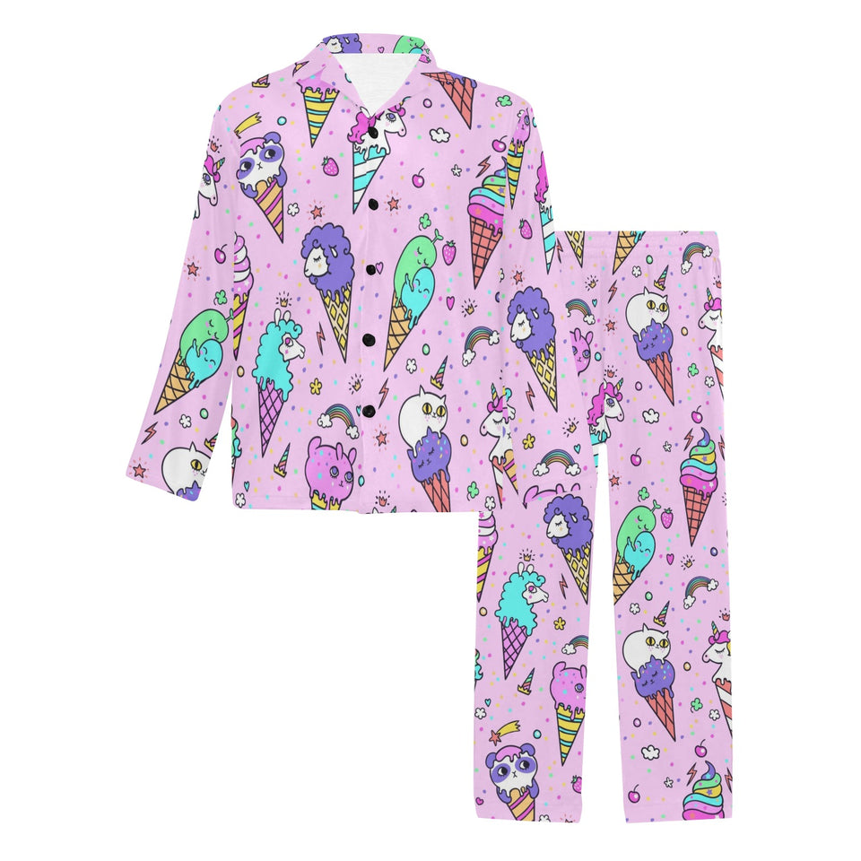 Cute ice cream cone animal pattern Men's Long Pajama Set