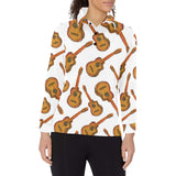 Paint Guitar Pattern Women's Long Sleeve Polo Shirt