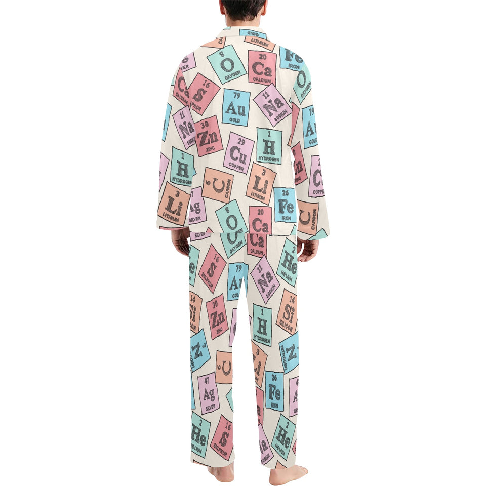 Chemistry Periodic Table Pattern Print Design 02 Men's Long Pajama Set