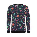 colorful space pattern planet star Women's Crew Neck Sweatshirt