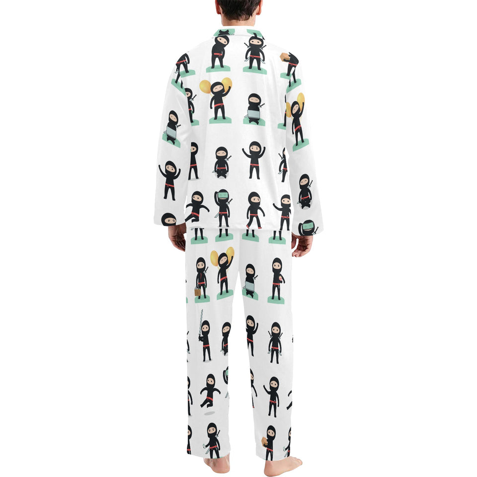 Cute ninja katana sword pattern Men's Long Pajama Set