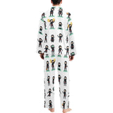 Cute ninja katana sword pattern Men's Long Pajama Set