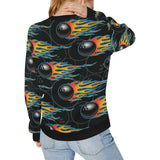 Bowling balls flame pattern Women's Crew Neck Sweatshirt