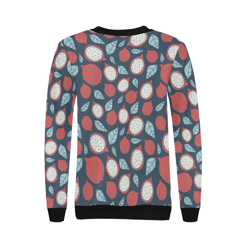 dragon fruits dark blue background Women's Crew Neck Sweatshirt