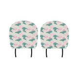 Pink lotus waterlily leaves pattern Car Headrest Cover