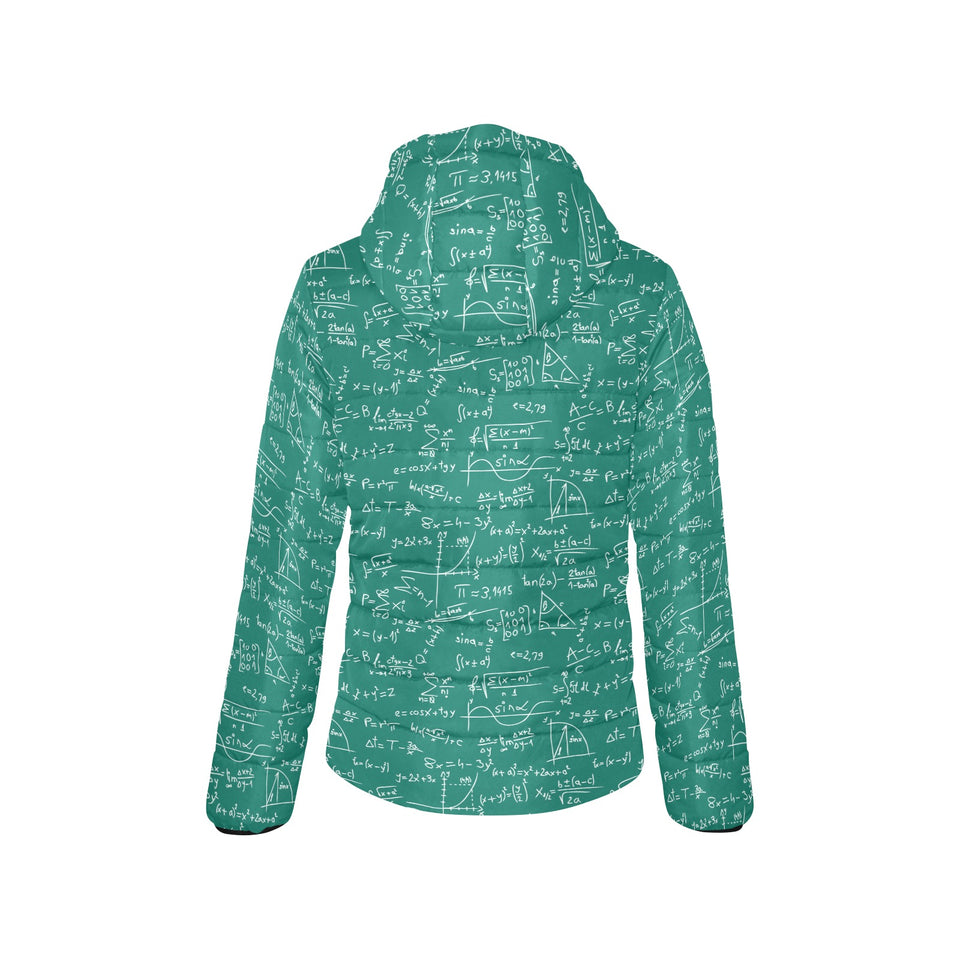 Math Pattern Print Design 01 Women's Padded Hooded Jacket