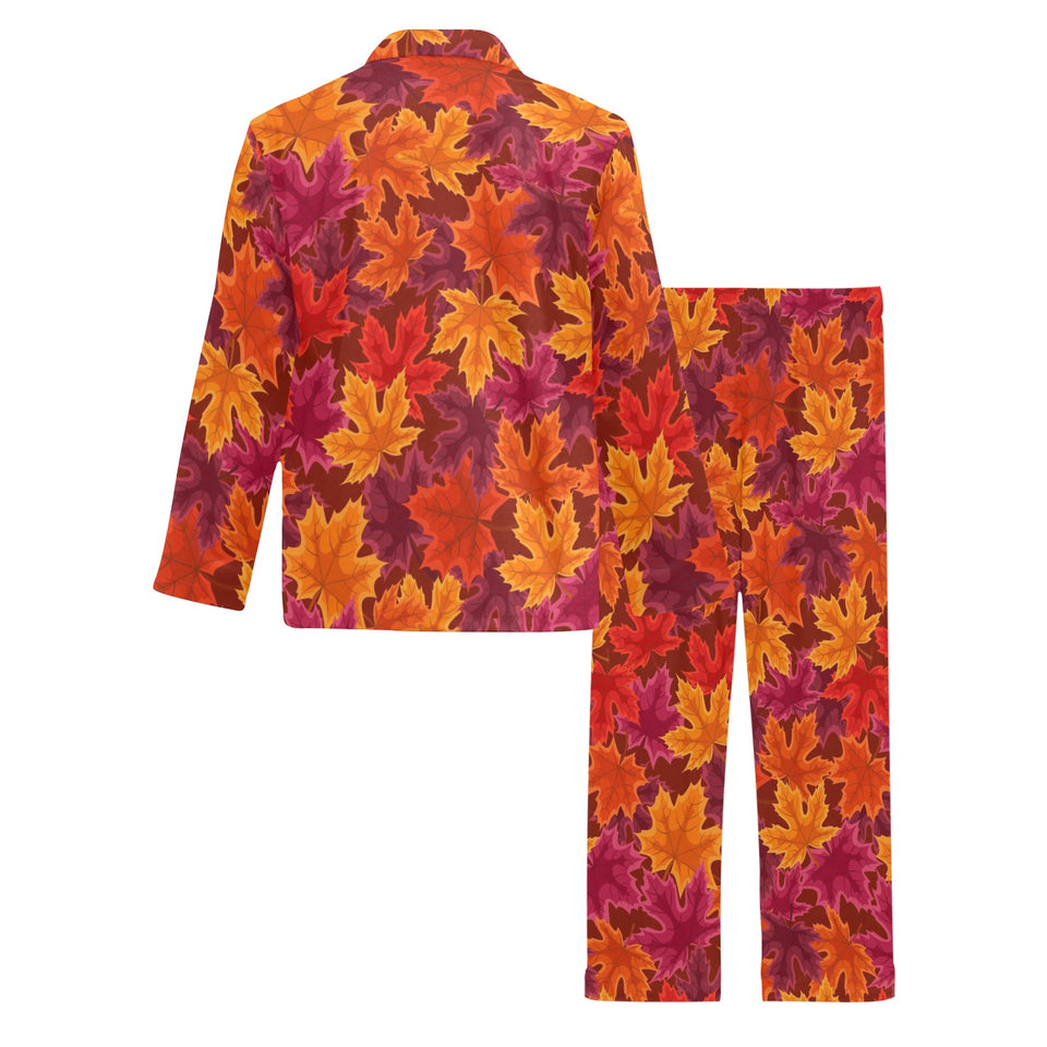 Autumn maple leaf pattern Men's Long Pajama Set