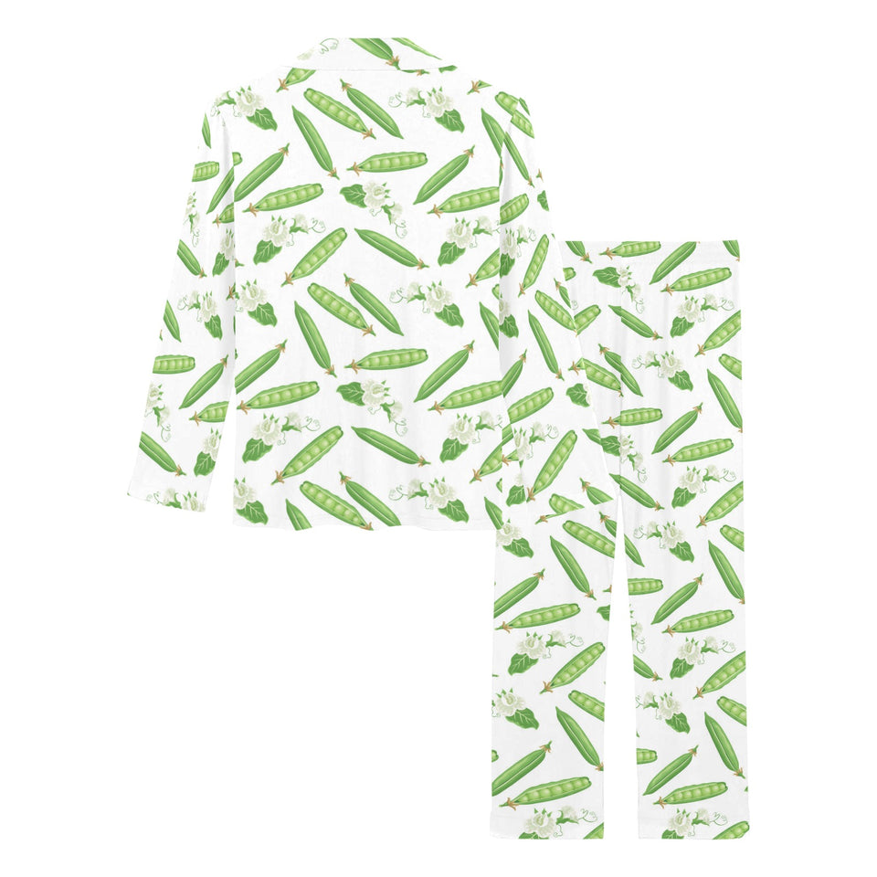 Green Peas Pattern Print Design 04 Women's Long Pajama Set