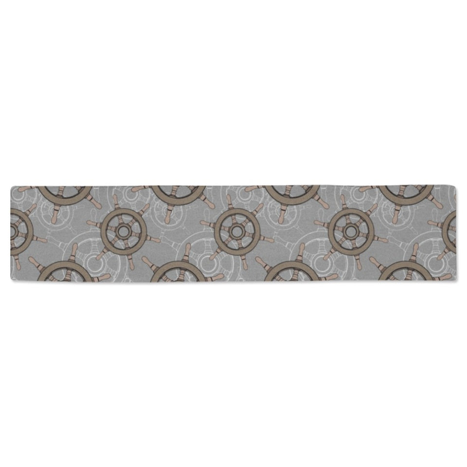 nautical wood steering wheel pattern Table Runner