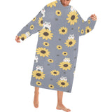 Cute hamster sunflower pattern background Blanket Robe with Sleeves