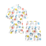 Siberian husky and colorful circle pattern Men's V-Neck Short Pajama Set