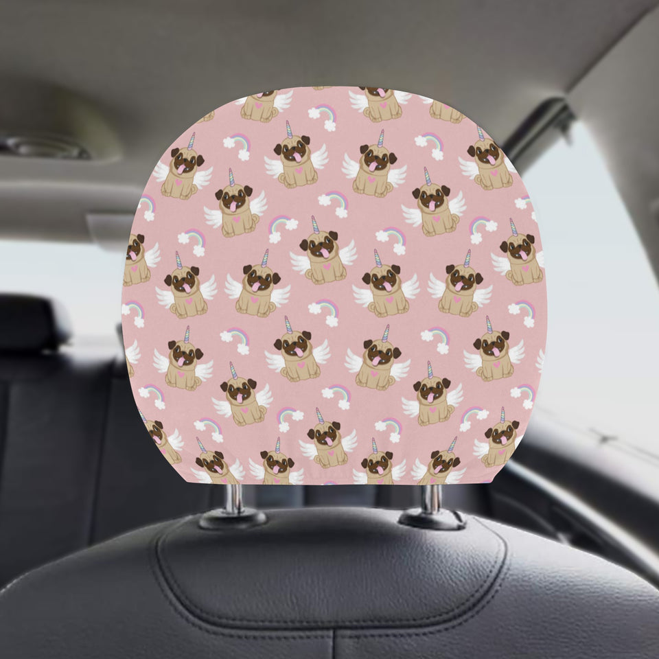 Cute unicorn pug pattern Car Headrest Cover